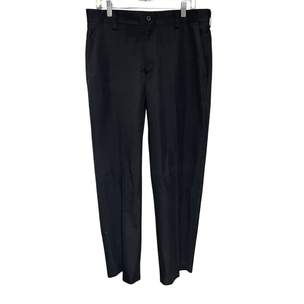 Kenneth Cole Reaction Mens Black Dress Pants 34x32 Polyester Flat Front